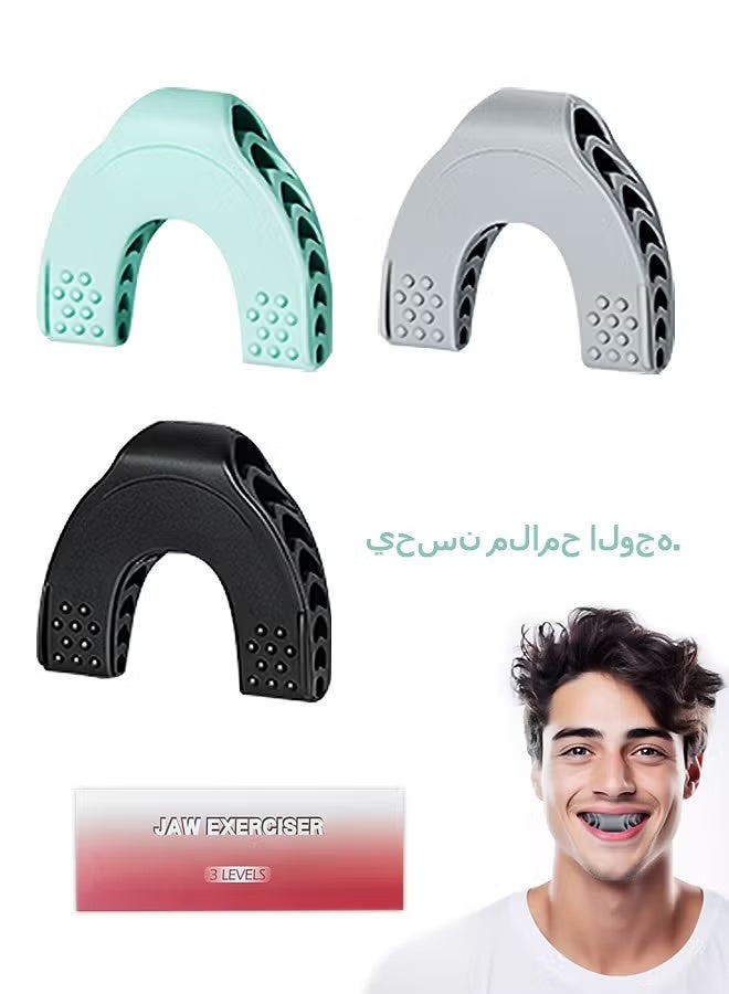يلا جوي مجموعة من 3 قطع لأجهزة تدريب الفك، وأجهزة تمارين الوجه والرقبة، وأجهزة تشكيل خط الفك للرجال والنساء؛ جهاز تمارين الفك للذقن وعظام الوجنتين، وتمارين الذقن المزدوجة، وتخفيف التوتر؛ جهاز تمارين الفك للمستخدمين المبتدئين والمتوسطين والمتقدمين - Image 1